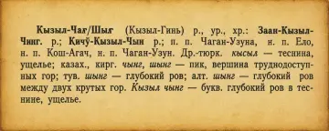 Страница старой книги с русским текстом о топониме Кызыл-Чин.